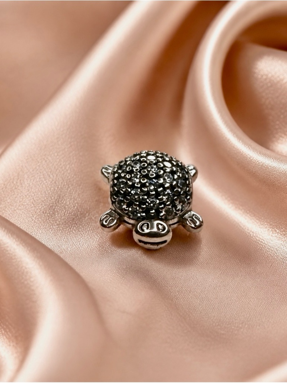 Sterling Silver Turtle Charm - Black Crystal Shell new with out tag